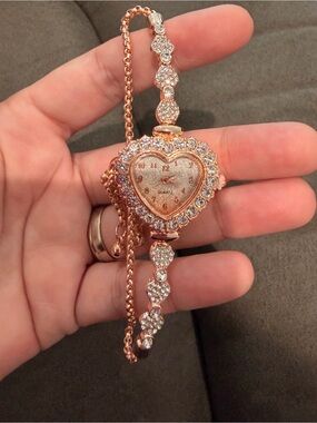 Kohl's Rose Gold Heart Pendant Watch with Crystal Accents